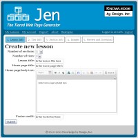 Screenshot of Jen: The Tiered Web Page Generator website