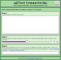 Screenshot of Text Compactor website